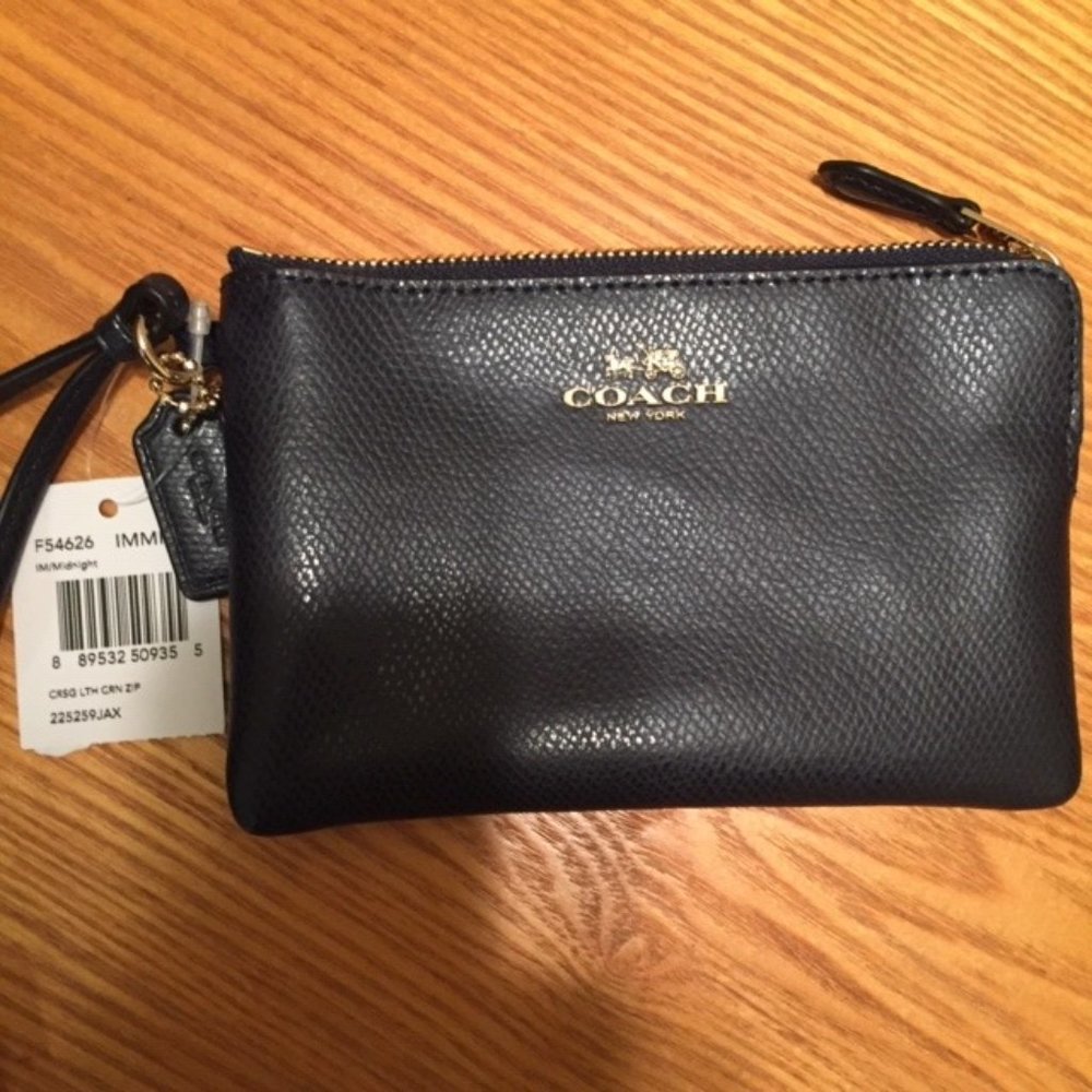 Coach Leather Wristlet Midnight Blue/Navy - New!